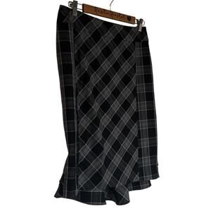 Vtg Express Design Studio Women's Black White Plaid Pencil  90s Skirt 6 Medium